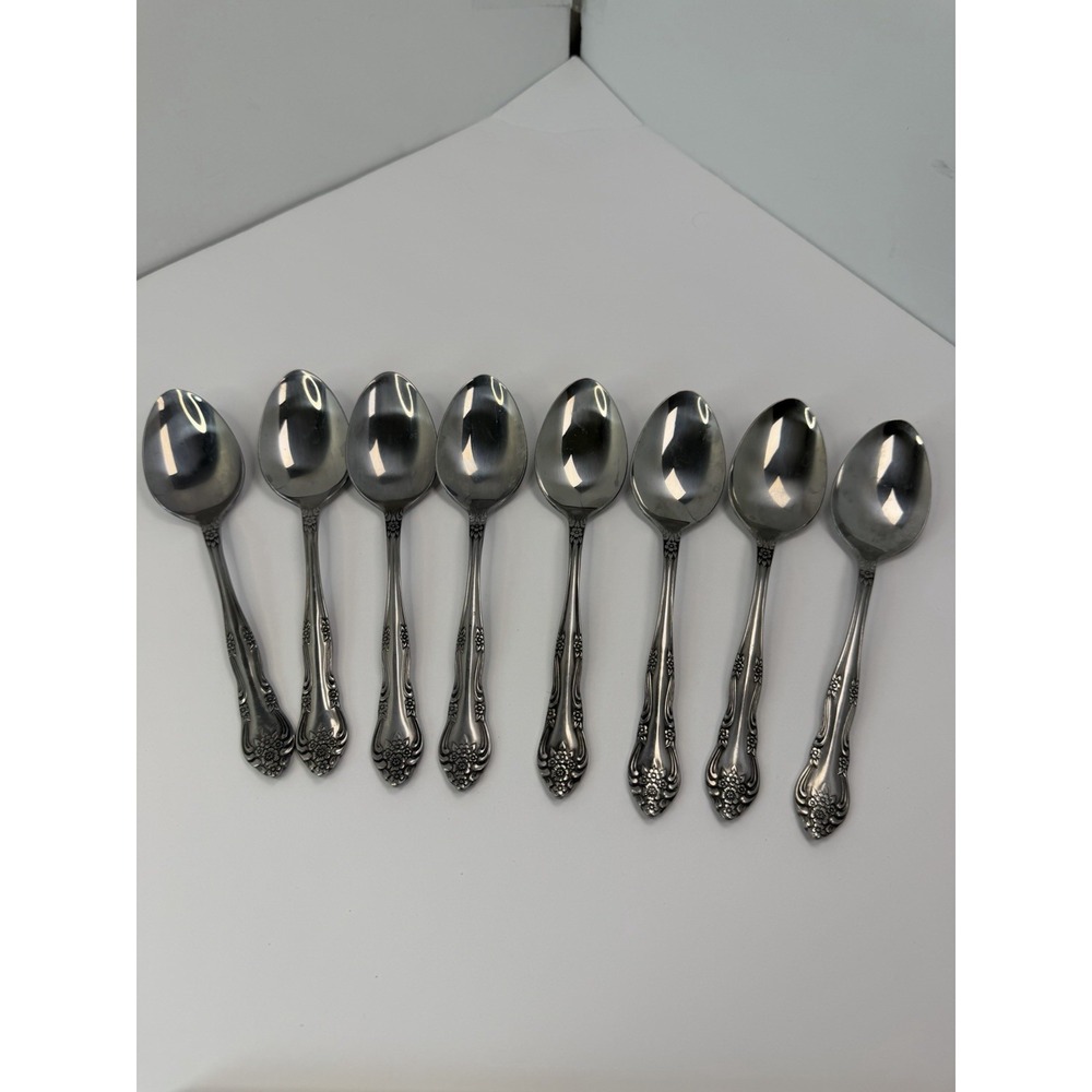 Rogers Dream Rose Soup Spoons Stainless Flatware Korea Set of 8